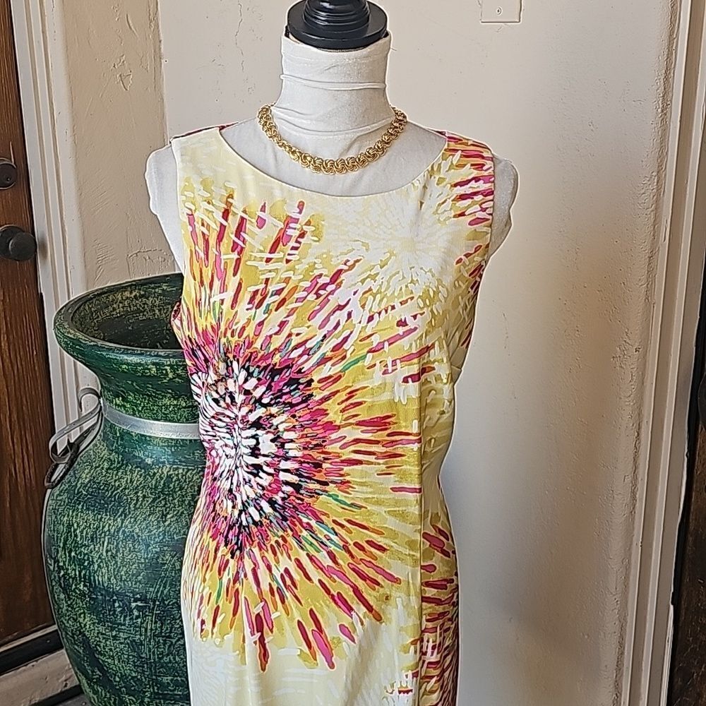 Bright flower sheath dress by AGB size 14